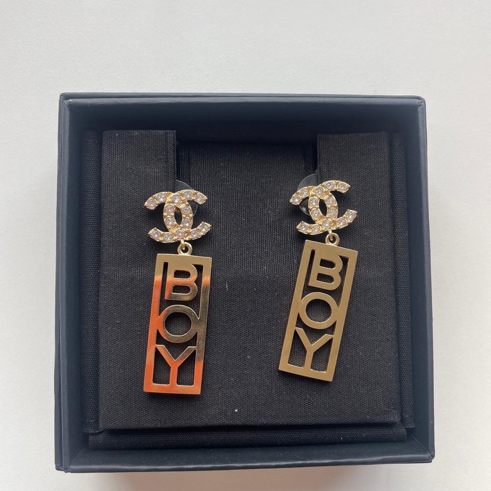 CHANEL- Boy Crystal Earrings
